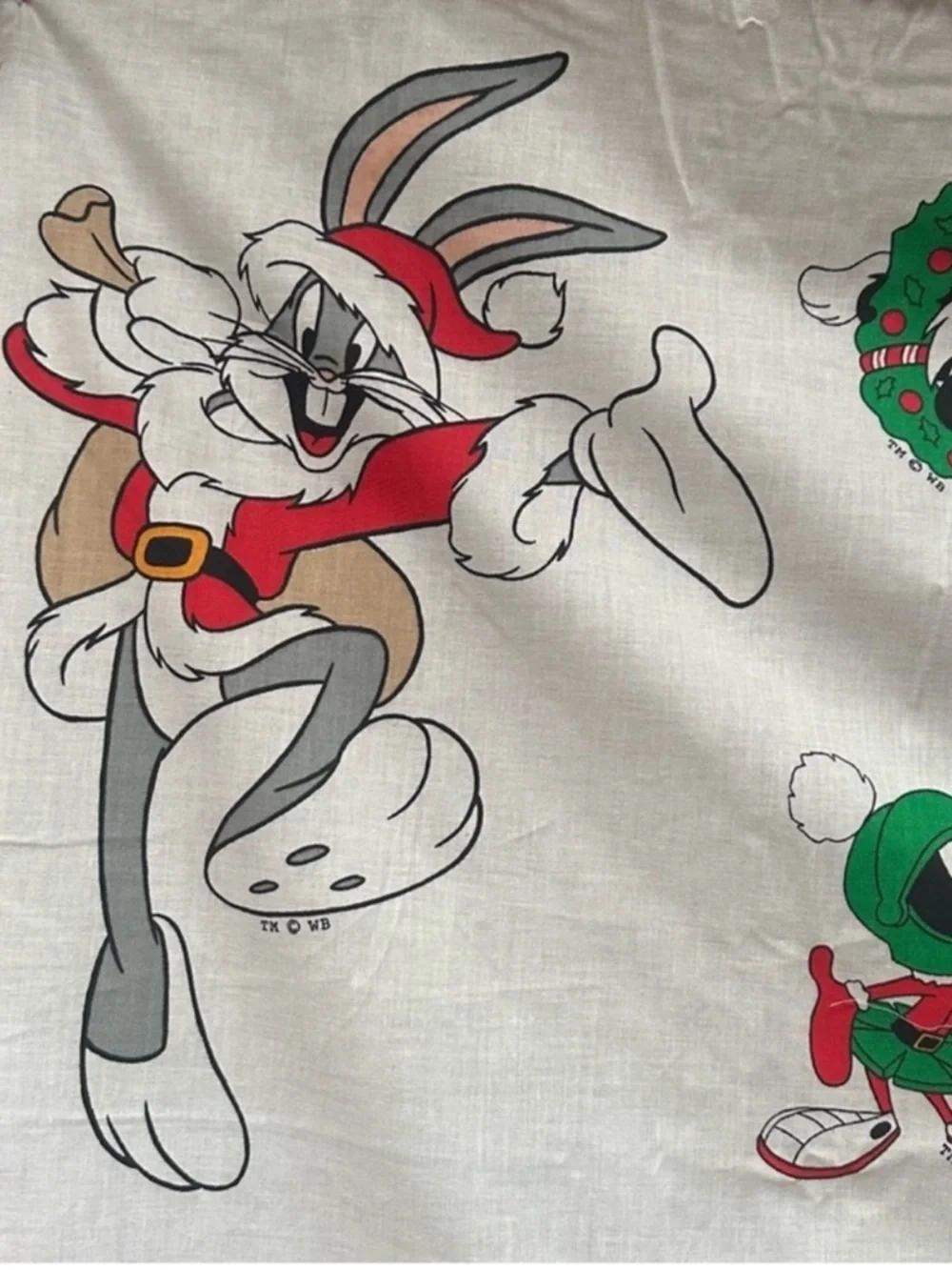 ‘90s vintage looney tunes Christmas fabric appliqués panel